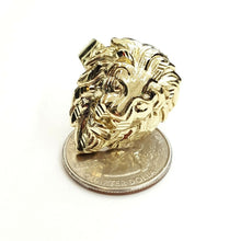 Load image into Gallery viewer, 10k yellow gold lion head zodiac Leo men's Ring diamond cut fine jewelry Size 9