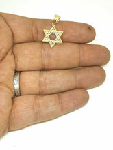 Load image into Gallery viewer, 14k yellow gold star of David Israel pendant cubic zirconia fine jewelry 1.7g