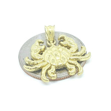Load image into Gallery viewer, 10k yellow gold cancer crab full body pendant charm zodiac sign gift 2.2g
