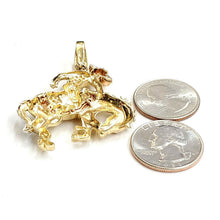 Load image into Gallery viewer, 14k tri color Gold horse rider cowboy rodeo Pendant charm CZ fine jewelry 15.6g