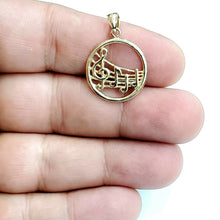Load image into Gallery viewer, New 14k solid yellow Gold round music sign note Pendant fine jewelry gift 2g