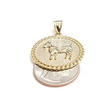 Load image into Gallery viewer, 10k yellow Gold round Goat Pendant charm diamond cut animal fine jewelry 5g