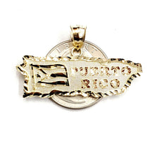 Load image into Gallery viewer, New 10k yellow gold Puerto Rico outline map pendant charm gift fine jewelry 3.6g