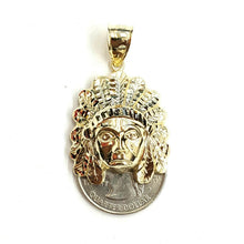Load image into Gallery viewer, 10k yellow solid Gold Indian face head Pendant diamond cut fine gift jewelry 4g