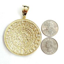 Load image into Gallery viewer, 10k yellow Gold solid Aztec Mayan sun calendar Azteca pendant gift 2.08" 18.2g