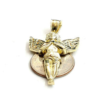 Load image into Gallery viewer, New 10k yellow Gold full body angel diamond cut Pendant charm fine jewelry 4.9g