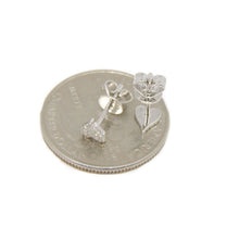 Load image into Gallery viewer, New 14k white Gold 0.10Ct Round Diamonds heart stud Earrings Push Back Fastening