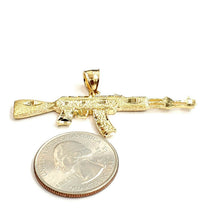 Load image into Gallery viewer, 14k yellow Gold AK-47 machine gun military rifle Pendant charm fine gift 10.3g