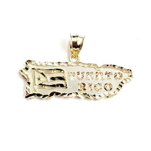 Load image into Gallery viewer, New 10k yellow gold Puerto Rico outline map pendant charm gift fine jewelry 3.6g