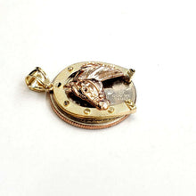 Load image into Gallery viewer, New 14k multi color Gold horseshoe Pendant lucky fine gift jewelry unisex 3.1g