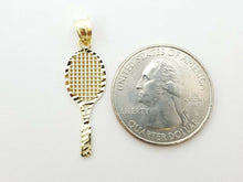 Load image into Gallery viewer, New 10k yellow gold tennis racket pendant fine sport gift jewelry unisex 0.9g