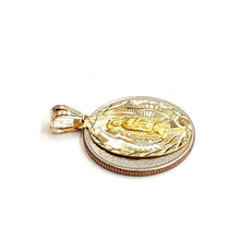 Load image into Gallery viewer, 14k yellow gold oval virgin Mary Guadalupe religious pendant diamond cut 2.2g