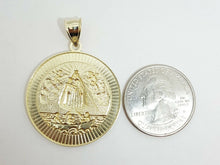 Load image into Gallery viewer, 10k yellow gold round virgin Caridad del Cobre pendant fine jewelry 1.23" 5.4g