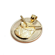 Load image into Gallery viewer, 14k yellow Gold solid Drum Pendant charm gift music instrument fine jewelry 2.1g