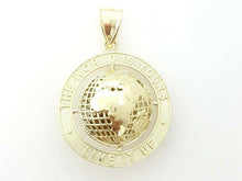 Load image into Gallery viewer, 10k yellow gold round globe planet earth world map pendant 2 sides 3D gift 4.5g