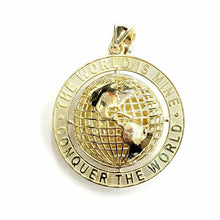 Load image into Gallery viewer, 10k yellow gold round globe planet earth world map pendant 2 sides 3D gift 11.5g