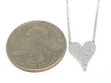 Load image into Gallery viewer, 14k white Gold 0.21Ct Diamond heart necklace gift for her 18" adjustable chain