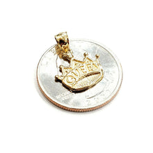 Load image into Gallery viewer, 14k yellow Gold Tiny Queen Crown Tiara Pendant charm gift fine jewelry 1.1g