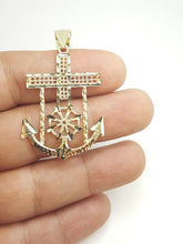 Load image into Gallery viewer, New 10k yellow solid Gold anchor and wheel Pendant charm fine gift jewelry 3.6g