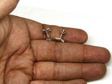 Load image into Gallery viewer, New 14k white Gold 0.11Ct Round Diamond star stud Earrings Push Back Fastening