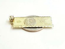 Load image into Gallery viewer, New 14k yellow gold 100 dollar bill money lucky pendant charm fine jewelry 4.5g