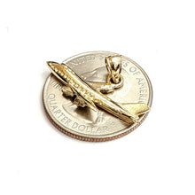 Load image into Gallery viewer, New 14k yellow Gold solid Airplane Aviation pendant charm gift fine jewelry 1.8g