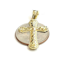 Load image into Gallery viewer, New 10k yellow gold nugget cross pendant charm fine jewelry religious gift 2.1g