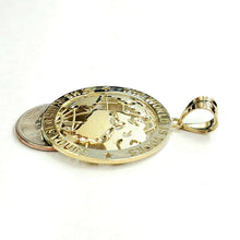 Load image into Gallery viewer, 10k yellow gold round globe planet earth world map pendant fine gift 1.58" 7.2g