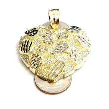 Load image into Gallery viewer, New 10k yellow gold nugget big heart pendant charm fine gift women jewelry 22.8g