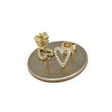 Load image into Gallery viewer, New 14k yellow Gold 0.12Ct Round Diamond heart stud Earrings Push Back Fastening