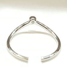 Load image into Gallery viewer, 14k white Gold pave curved chevron 0.09ct real diamond wedding Ring Size 7.25