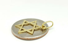 Load image into Gallery viewer, 14k yellow gold star of David Jewish Israel charm pendant religious jewelry 0.9g