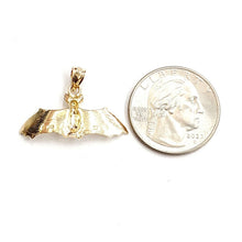 Load image into Gallery viewer, 14k yellow gold 3D bat open wings pendant charm gift fine jewelry polished 2.5g