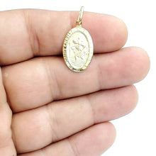 Load image into Gallery viewer, 14k yellow gold oval saint Christopher pendant charm fine religious jewelry 2.4g