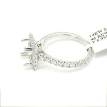 Load image into Gallery viewer, 1.14Ct Natural Diamond 14k White Gold Semi Mount halo Ring square center sz 6.5