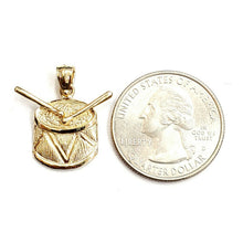 Load image into Gallery viewer, 14k yellow Gold solid Drum Pendant charm gift music instrument fine jewelry 2.1g