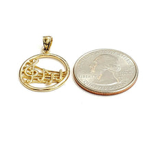 Load image into Gallery viewer, New 14k solid yellow Gold round music sign note Pendant fine jewelry gift 2g