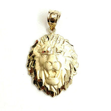 Load image into Gallery viewer, 14k yellow solid Gold lion Leo head face Pendant charm fine gift jewelry 3.1g
