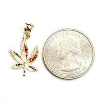 Load image into Gallery viewer, 10k yellow gold marijuana leaf weed pendant charm fine gift medical jewelry 0.9g