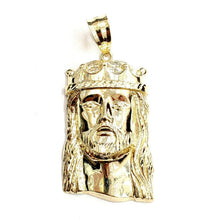 Load image into Gallery viewer, 10k yellow gold Jesus face crown head pendant charm fine religious jewelry 19.8g