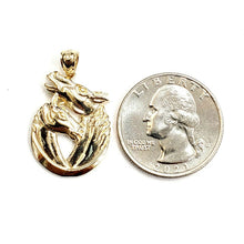Load image into Gallery viewer, 14k yellow Gold Double Horse Head animal Pendant charm Love fine jewelry 3.1g