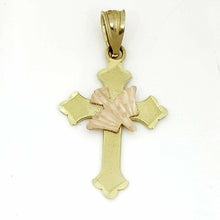 Load image into Gallery viewer, New 14k gold cross espirito Santos pendant fine religious jewelry fine gift 1.4g