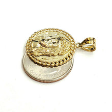 Load image into Gallery viewer, 10k yellow gold round Jesus face head pendant charm religious jewelry 0.97" 4.6g