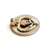 Load image into Gallery viewer, 14k 3 color solid Gold heart rose flower Pendant charm fine love jewelry 1.5g