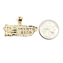 Load image into Gallery viewer, New 10k yellow gold Puerto Rico outline map pendant charm gift fine jewelry 3.6g