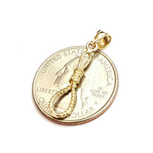Load image into Gallery viewer, New 14k yellow Gold Noose rope 3D Pendant charm fine jewelry gift unisex 0.9g