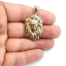 Load image into Gallery viewer, 10k yellow solid Gold lion head face zodiac Pendant charm fine jewelry 3.9g