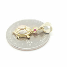 Load image into Gallery viewer, New 14k multi color gold turtle full body pendant charm gift fine jewelry 1.2g