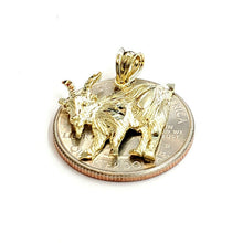 Load image into Gallery viewer, New 10k yellow Gold Goat Pendant charm diamond cut animal fine gift jewelry 2.6g