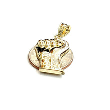 Load image into Gallery viewer, 10k yellow gold fist BLM black lives matter pendant charm jewelry unisex 2.7g